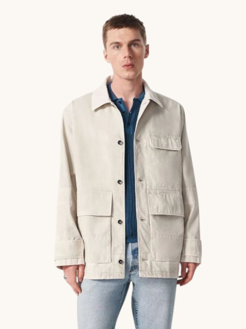 rag & bone Strike Washed Jacket Canvas Jacket Cotton in Chime Grey Lrg NWT $548